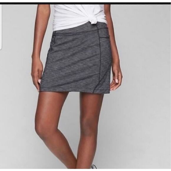 Athleta Charcoal Gray Heathered Excursion Skort Ribbed Waist Pockets Sz Medium - Picture 1 of 13